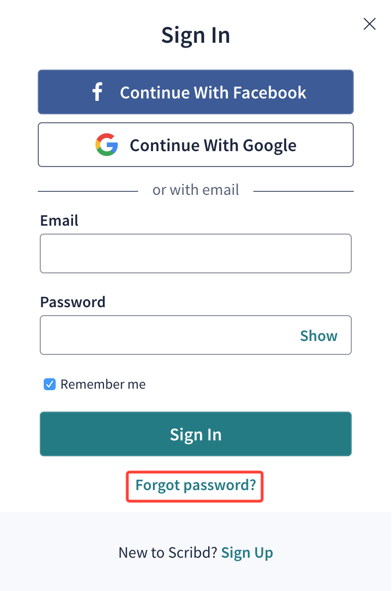 What do I do if I've lost or forgotten my password? – Scribd Help Center